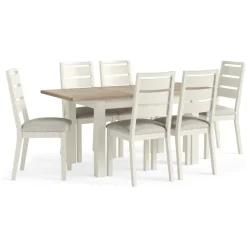 Discount Cottage Collection Coconut 1.2m Extending Dining Table & 6 Chairs Dining Sets