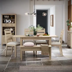 Fashion Cottage Collection Oak 1.2m Extending Dining Table, 4 Chairs & Bench Dining Sets