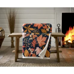 Outlet Autumn Leaves Spice Biscuit Throw 140x180 Throws