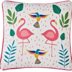 Best Fusion Tropical Flamingo Outdoor Cushion Pink Cushions | Garden Storage & Accessories