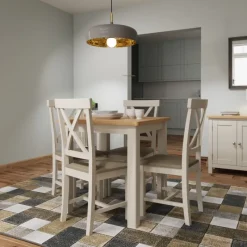 Online Hastings Small Fixed Top Dining Table and 4 Chairs in Stone Dining Sets