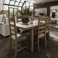 Clearance Heritage 1.3m Extending Dining Table with 4 Ladder Back Natural Chairs Dining Sets