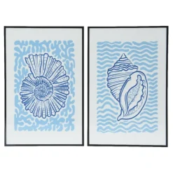 Best Blue Framed Shell Print Interior Accessories