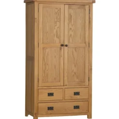 Discount Norfolk Oak Double Larder Unit Storage & Coat Hooks | Cupboards