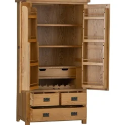 Discount Norfolk Oak Double Larder Unit Storage & Coat Hooks | Cupboards