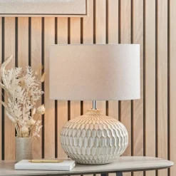 Best Cassius Warm White Texture Glaze Ceramic Table Lamp Table Lamps