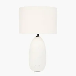 Best Erika White Vintage Textured Ceramic Table Lamp Table Lamps