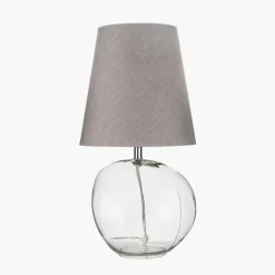 Best Hallie Clear Glass and Grey Shade Table Lamp Table Lamps
